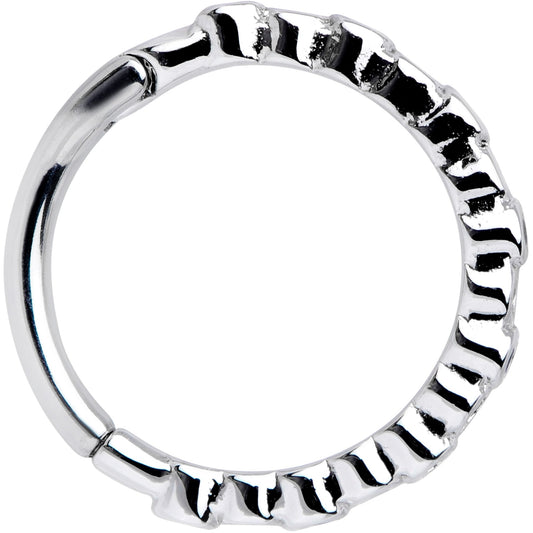 16G 3/8 Clear Blue CZ Gem Classic Circles Hinged Segment Ring