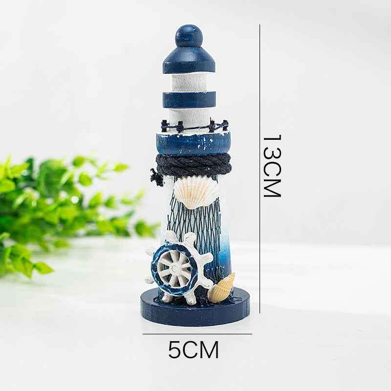 Mediterranean Style Wooden Pressing Die Ocean 13cm Small Lighthouse