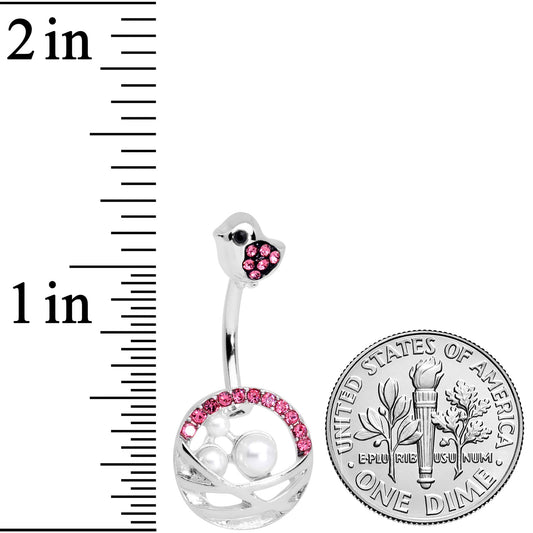 Pink Gem Chick Basket of Eggs Belly Ring