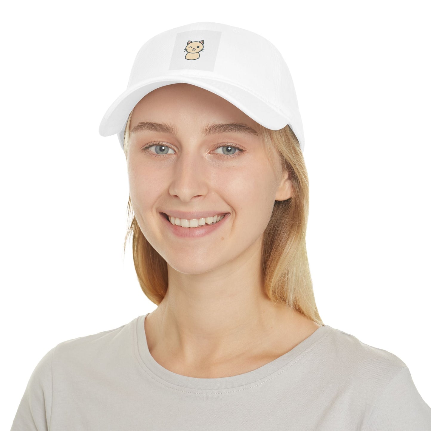 Cute Cat Patch Baseball Cap — Minimalist Kitten Embroidered Hat