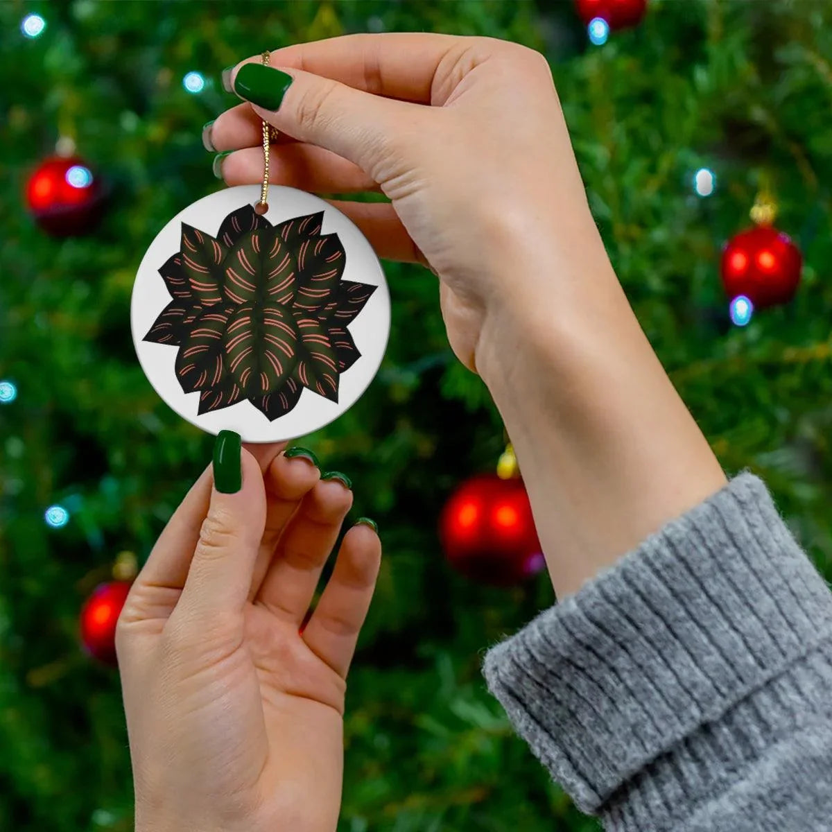 Calathea Pinstripe Ceramic Ornament