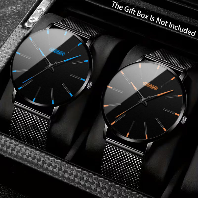 2pcs/set, Men Watch Sets, Fashion Watches for Men Classic Quartz Mens Watches, Sporty Elegant Design, Formal & Casual Attire, Ideal Choice for Christmas Present Father's Day Gift, Reloj Para Hombre.