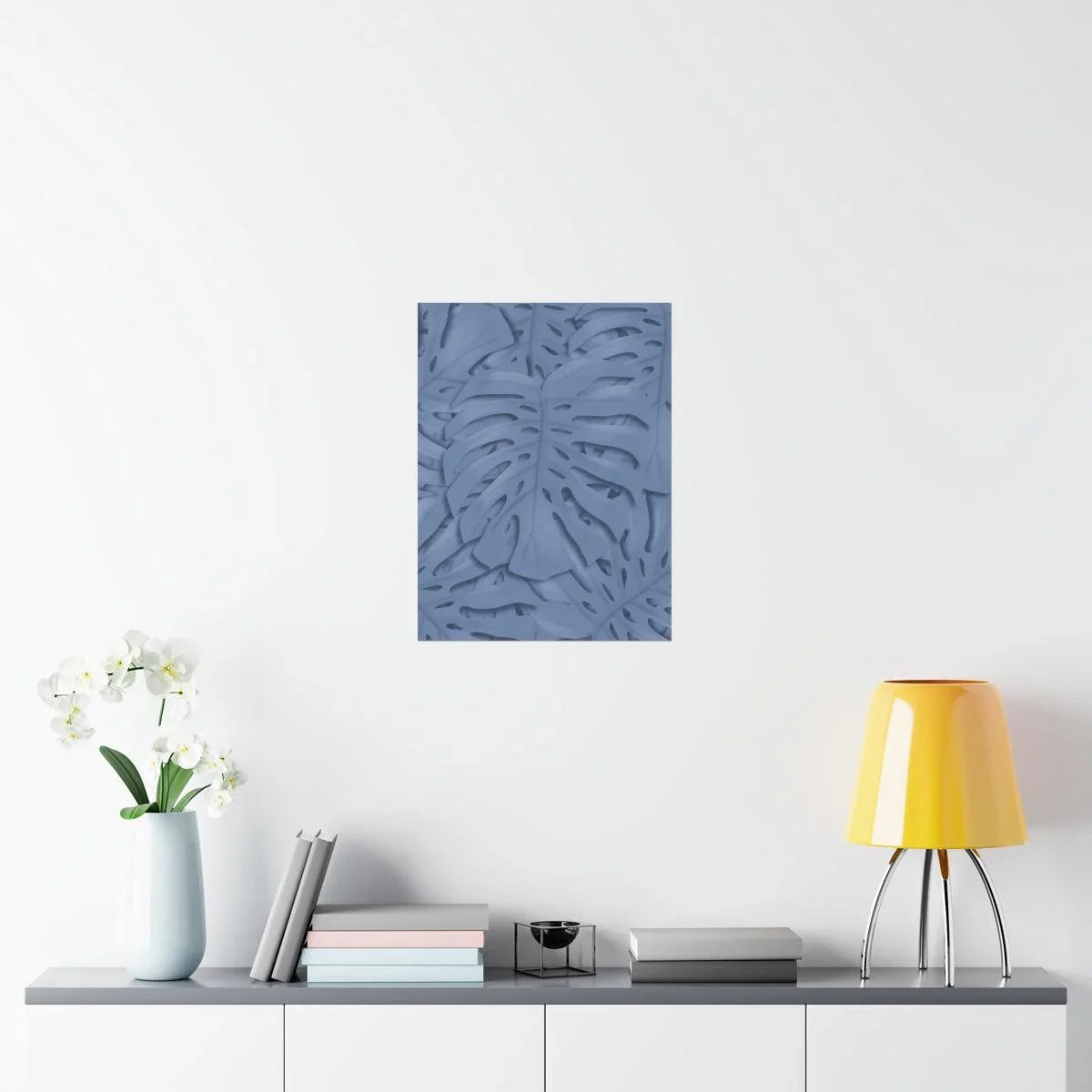 Blue Monstera Botanical Print – Unframed Wall Art