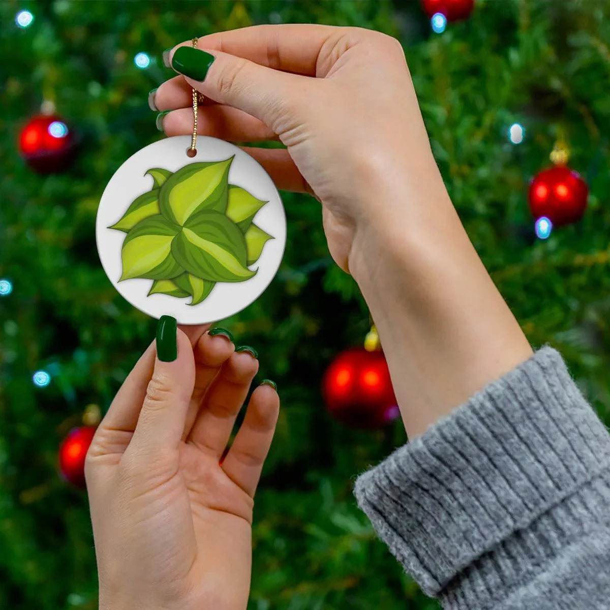 Philodendron Brasil Ceramic Ornament
