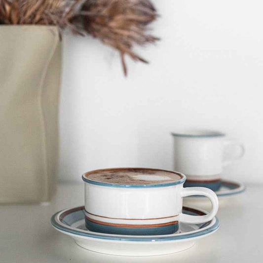 Medieval Ceramic Vintage Hand-painted Replica Coffee Cup And Saucer Wide Mouth Cup