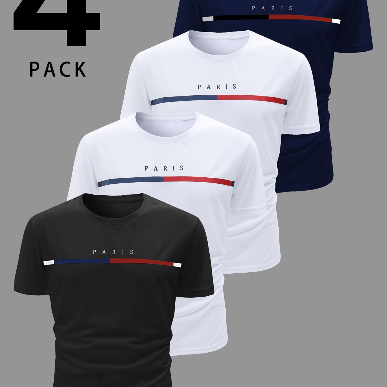 Men's Paris Short-Sleeve Crew Neck Fitted T-Shirts