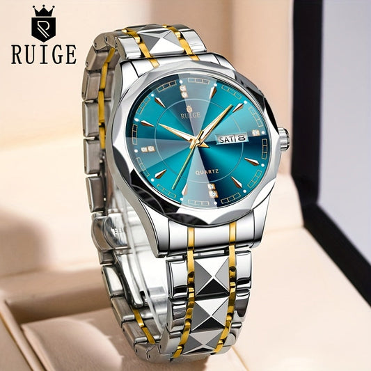 RUIGE Men's Watch Quartz Watch Luminous Stainless Steel Luxury Calendar Men's Chronograph Watch Timepiece Thanksgiving Day
