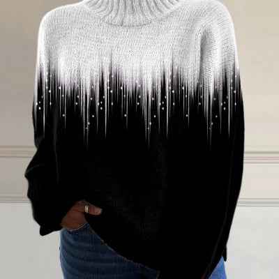 Womens 3D Printed Casual Sweater Top - Loose Fit Long Sleeve Cardigan