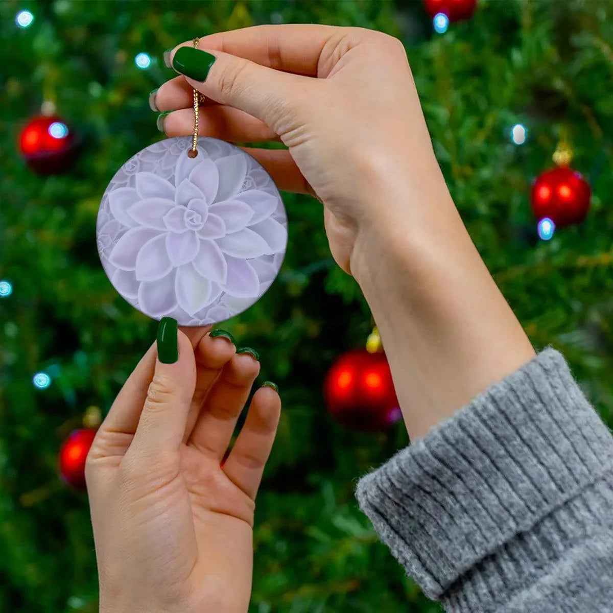 Echeveria Violet Queen Succulent Ceramic Ornament – Holiday Collection