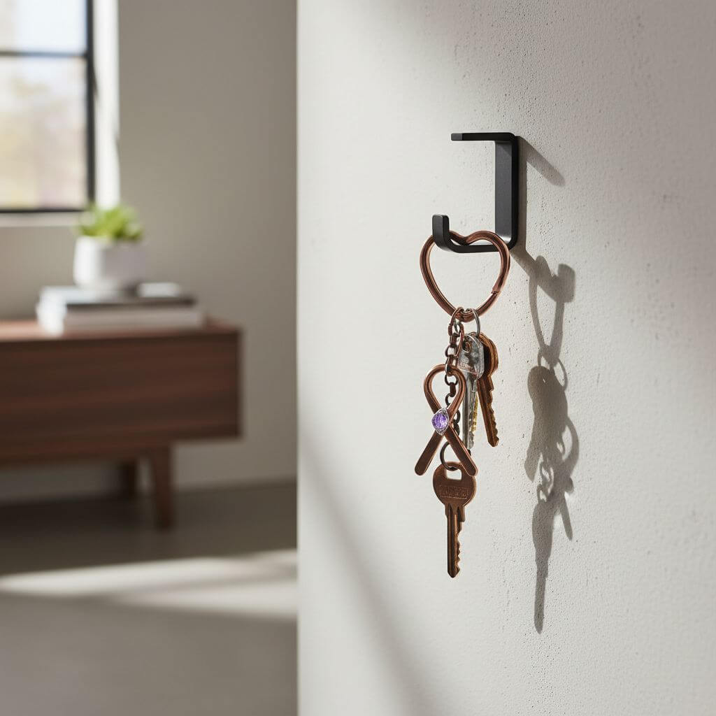 Handmade Caregiver Crystal Copper Ribbon Heart Key Chain