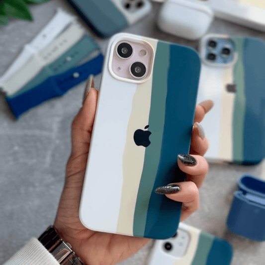iPhone Silicone Case (Teal Rainbow)