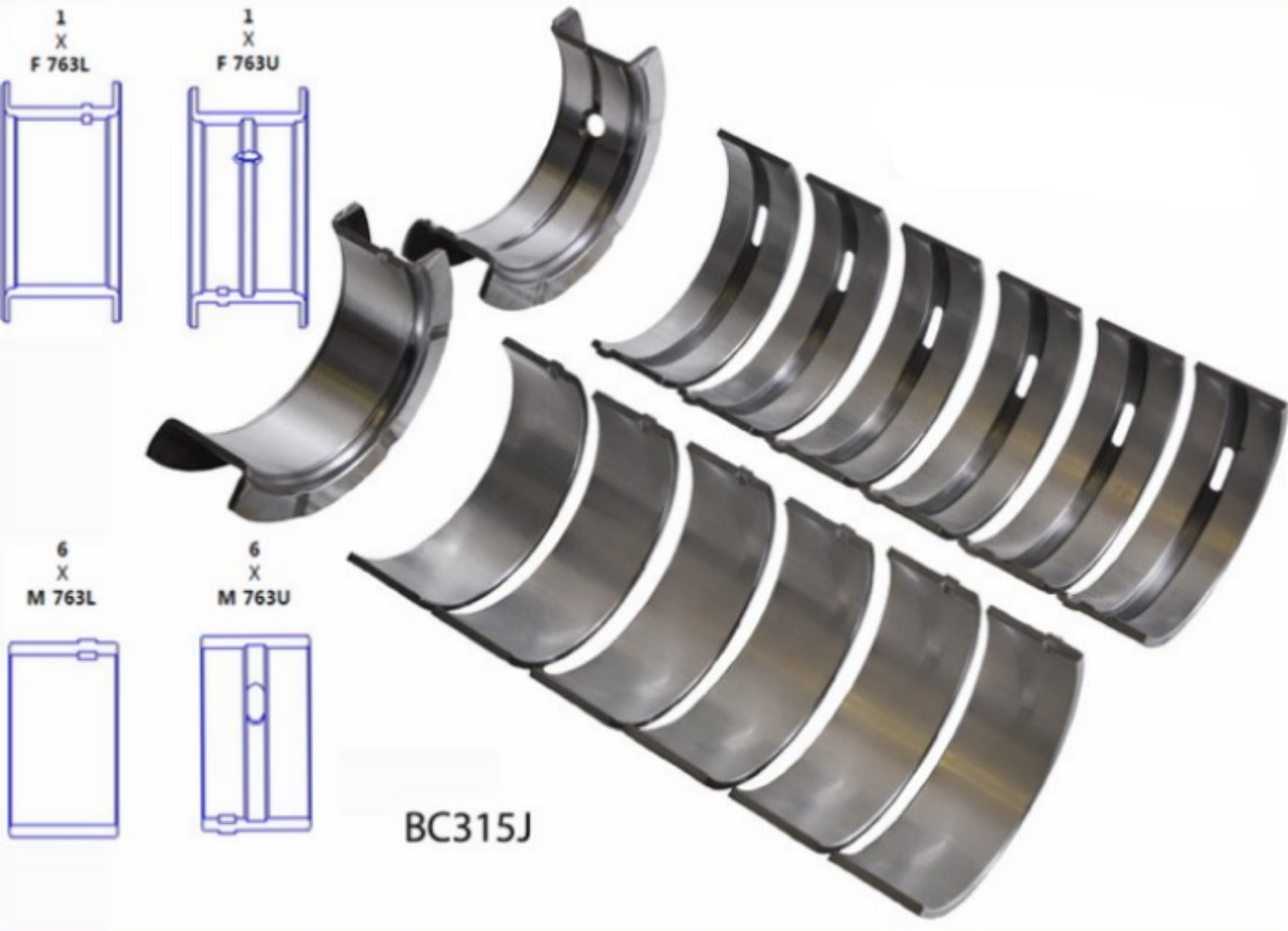 Bearing Set - Main - Jeep 242/4.0L 87-90, Jeep 258/4.2L 71-90