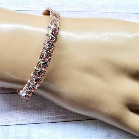 16 Gauge Copper Rhinestone Cuff Bangle