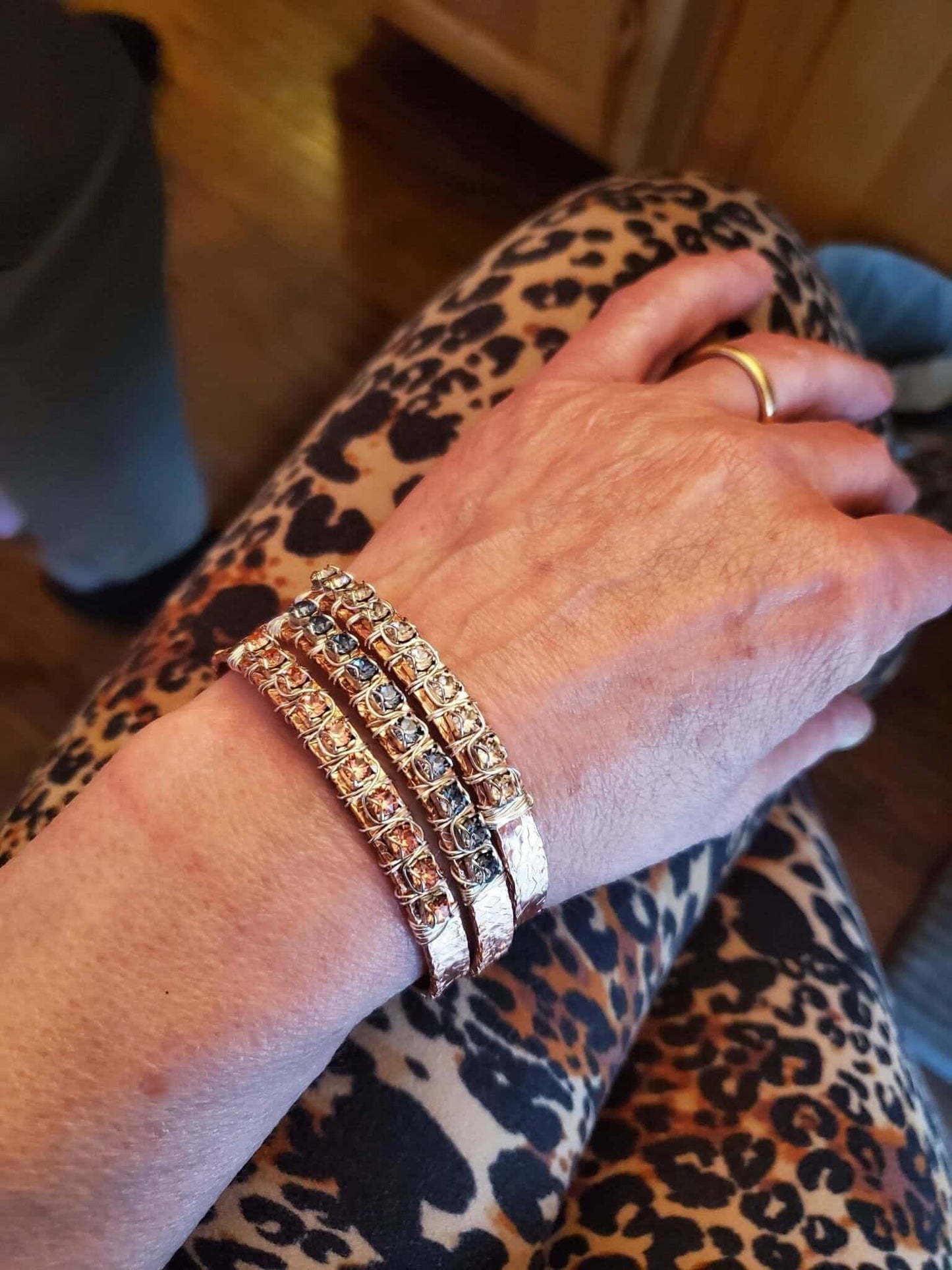 16 Gauge Copper Rhinestone Cuff Bangle