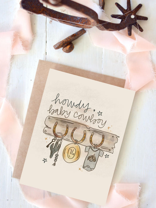 Howdy Baby Cowboy Western Baby Shower Card