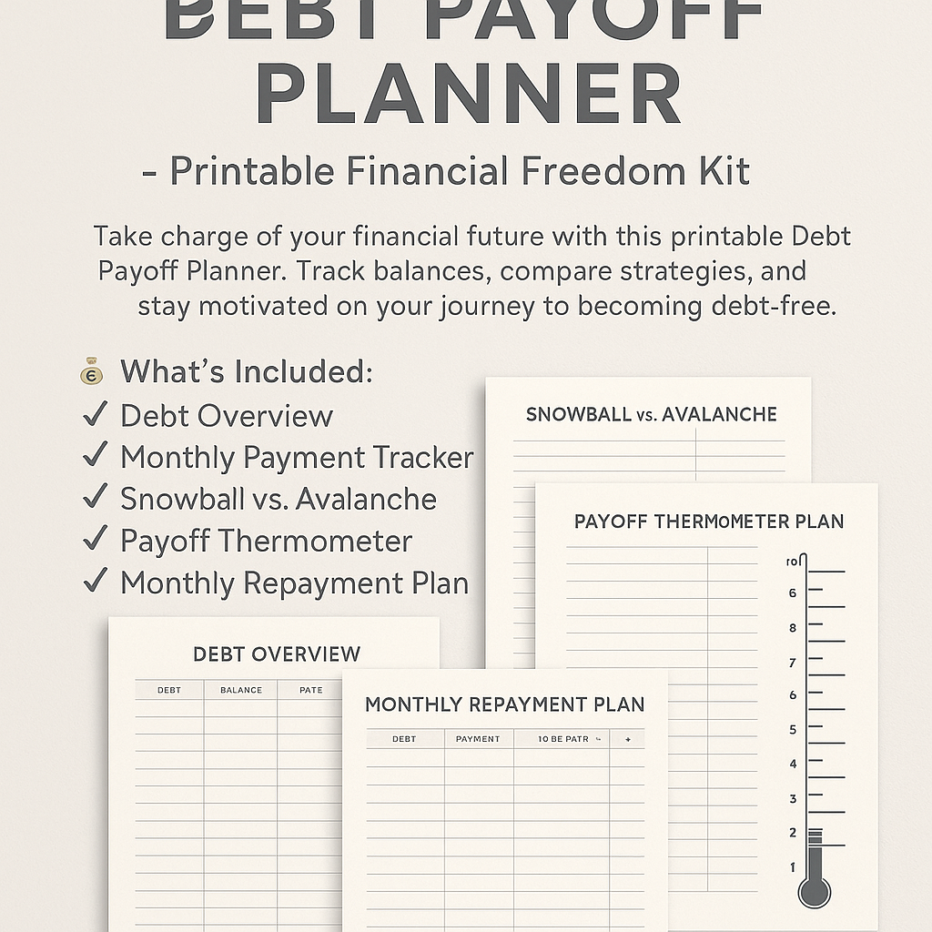 Debt Payoff Planner – Printable Financial Freedom Kit