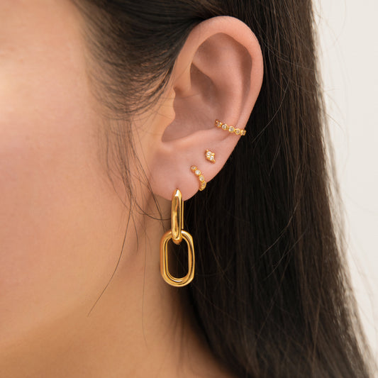 Large Paperclip Link Chain Dangle Hoop Earrings