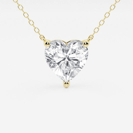 3.00 CTW Floating Heart Shape Lab Grown Diamond Solitaire Pendant Necklace F/G VS1 AGI Certified in 14K White or Yellow Gold