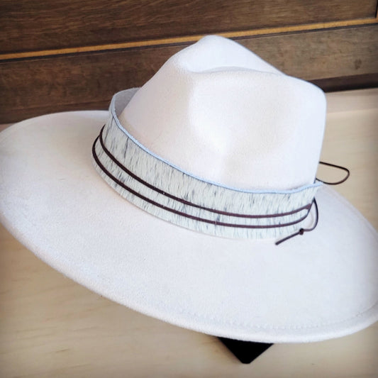 Wide Genuine Hair Hide White Spotted Hat Band Only 954d