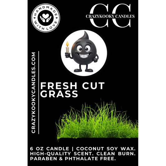 FRESH CUT GRASS - Funny Candle, Scented Coconut Soy Candle, 6oz