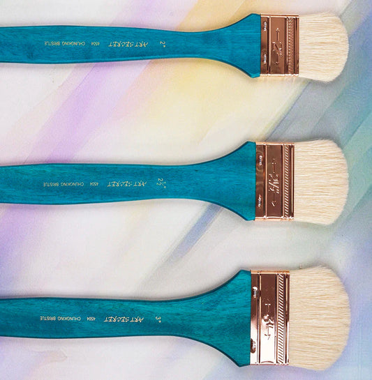 ArtSecret Paint-Brush Bristle Blue Handle Stainless Ferrule Scrubbing Art Painting Tool For Professional Painter 4504