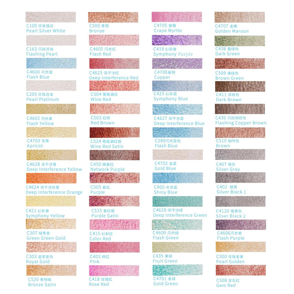 Original Paul Rubens 12/24/48 Pearlescent Watercolor Paint Set Portable Pink Box with Palette Flash Watercolor Paint