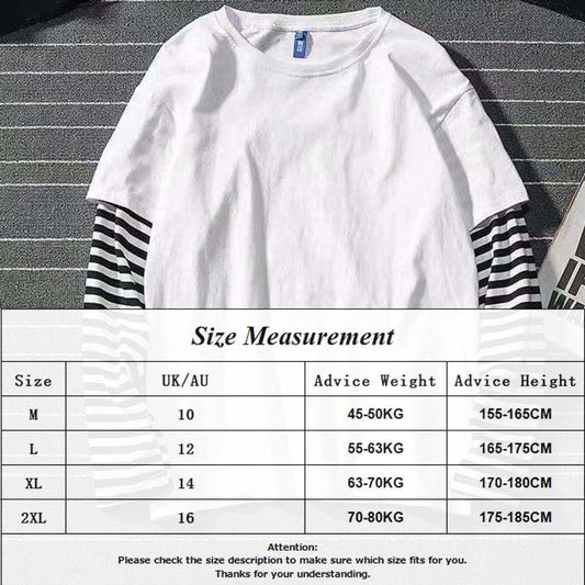 Fake Two Striped Color Matching Stitching Long Sleeve Women T-shirt Hip Hop Style Bottoming Shirt