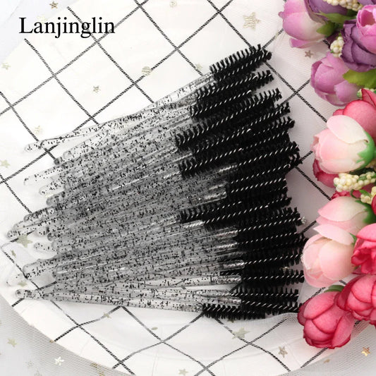 Lanjinglin 5/50pcs Eyelash Brush Crystal Eyelash Soft Eye Lashes Extension Mascara Wands Makeup Professional Makeup Tool