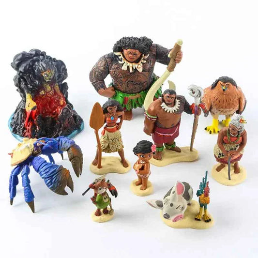 6/10Pcs Set Disney Movie Moana Figure Dolls Set Demigod Maui Moana Waialiki Heihei Action Figure Model Kids Christmas Gift