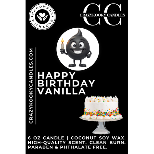 HAPPY BIRTHDAY VANILLA - Funny Candle, Scented Coconut Soy Candle, 6oz