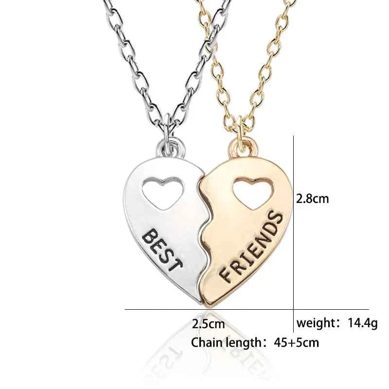 Best Friends Forever Necklace BFF - 2 half heart pendants