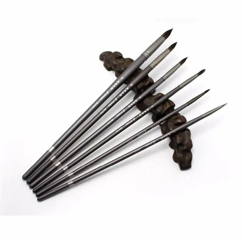 6 pcs Professional Set Squirrel Hair Round Pointed Artist Paintbrush Pen Gouache Oil Painting Art Supplies For Acrylic Art Brush