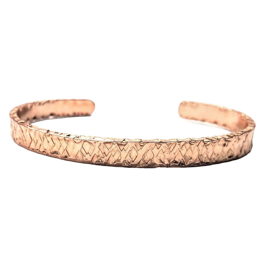 Silver Wire Wrapped Crystal Textured Copper Cuff Set