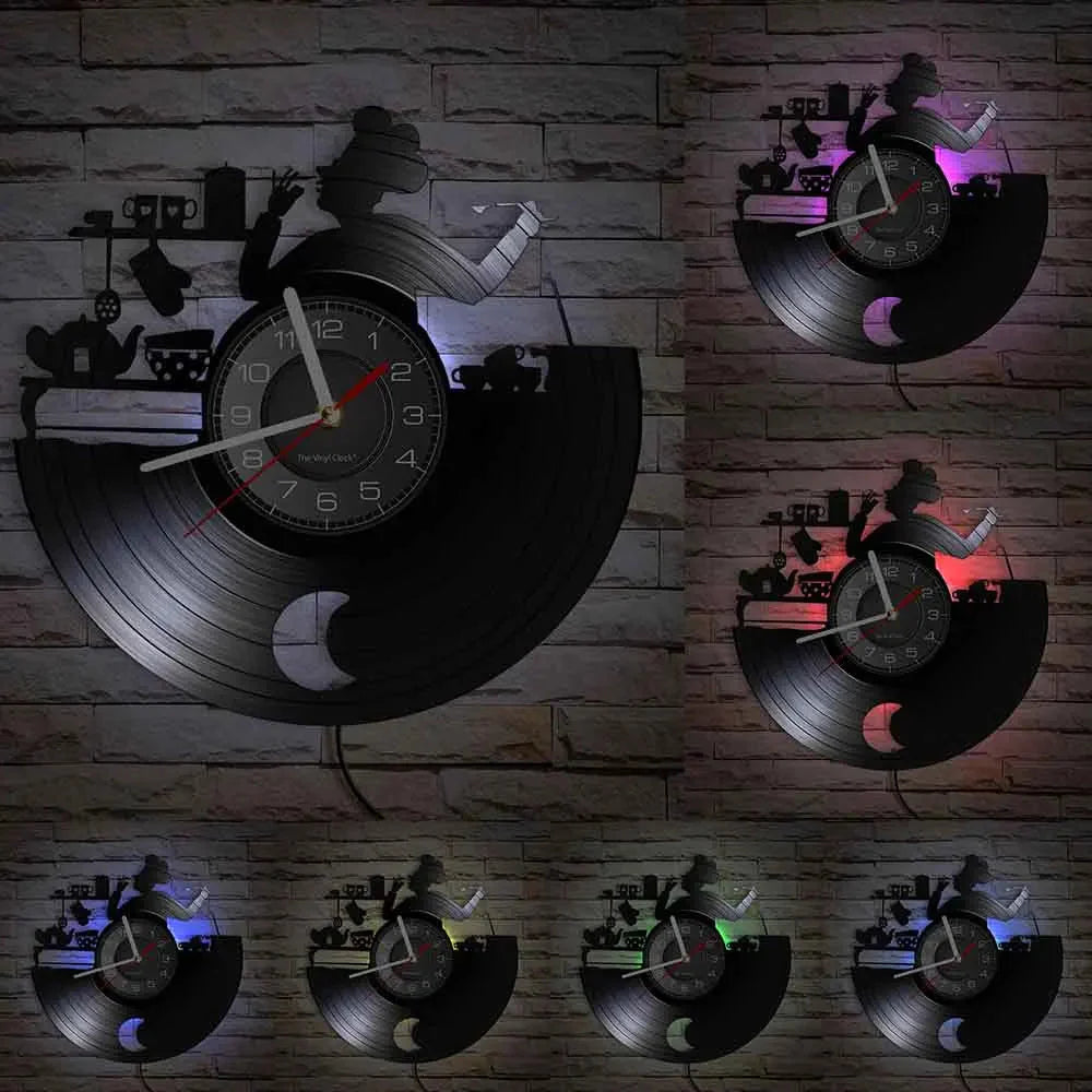 The Kitchen The Heart Of The Home Inspired Vinyl Record Clock Modern Design Vinyl Wall Watch Kitchen Decor Noiseless Timepieces