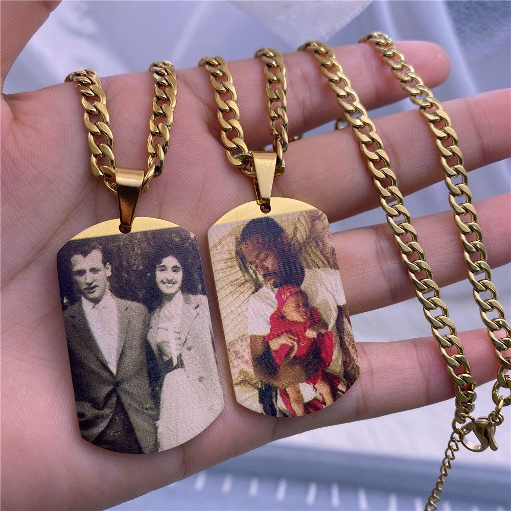 Custom Color Picture Necklace for Stainless Steel Pendant Necklace Memorial Jewelry Gift