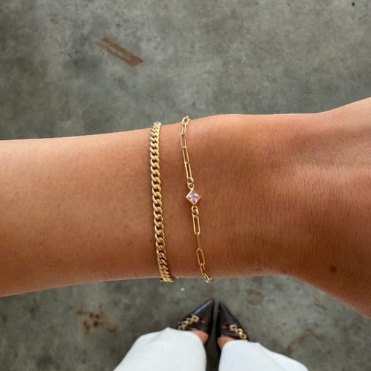 birthstone + gabi curb bracelet stack