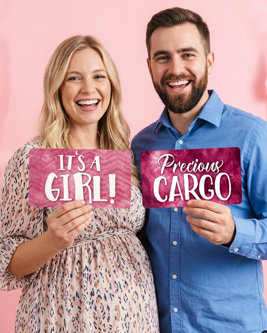 It's a Girl Photo Booth Props - 6 Double-Sided PVC Signs