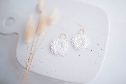 Clay Earrings | Large Dahlia Dangles