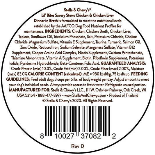 Stella & Chewy’s Lil Bites Stew Chicken & Chicken Liver Dog Food (2.7oz)