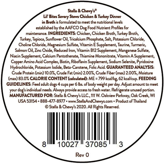 Stella & Chewy’s Lil Bites Stew Chicken & Turkey Dog Food (2.7oz)