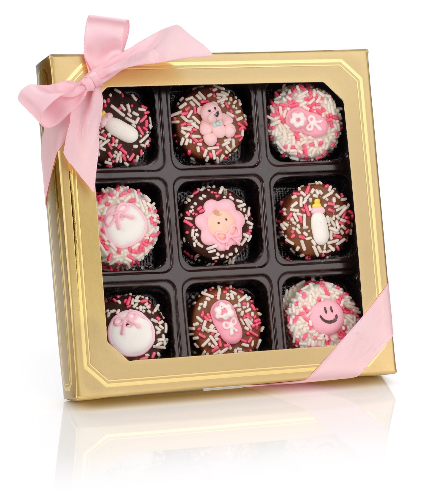 Baby Girl Hand Dipped & Decorated Sandwich Cookie- Gift Box