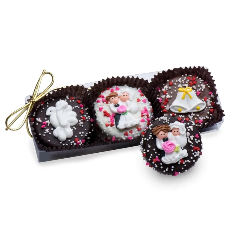 Wedding Chocolate Dipped Sandwich Cookie- Clear Box Gift Set