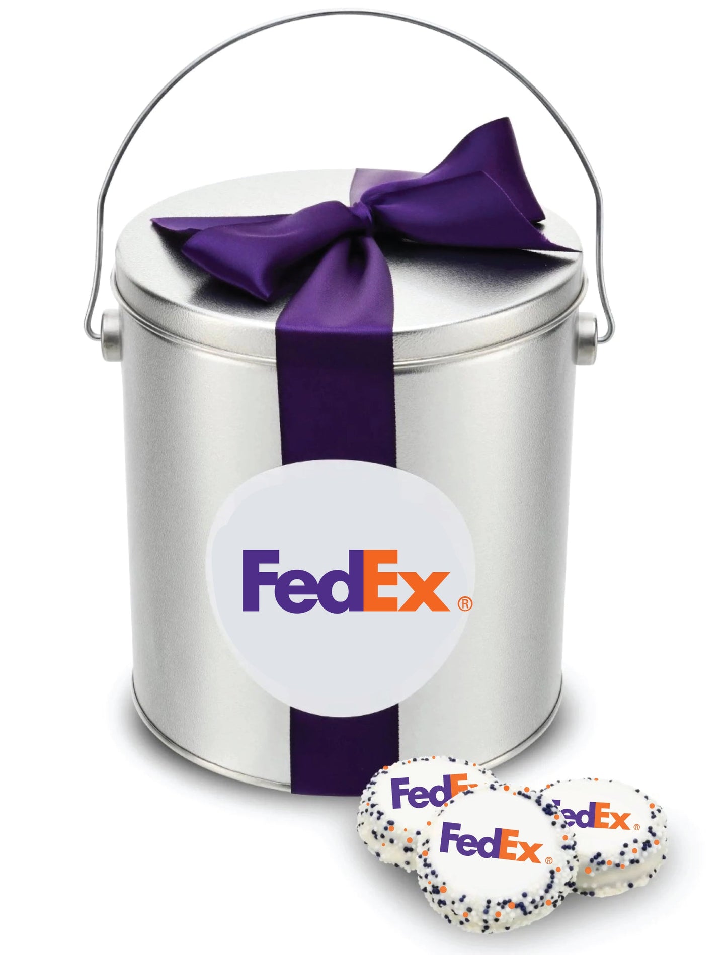 Logo Hand Dipped & Decorated Sandwich Cookie- Tin of 48