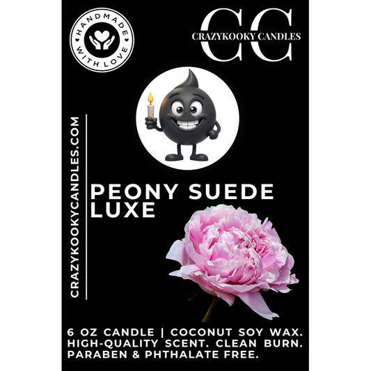 PEONY SUEDE LUXE - Funny Candle, Scented Coconut Soy Candle, 6oz