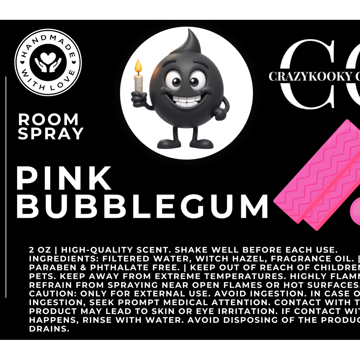 PINK BUBBLEGUM - Room Spray, 2oz