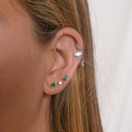 Classic White CZ 3mm Threadless Labret Titanium Flat Back Earring