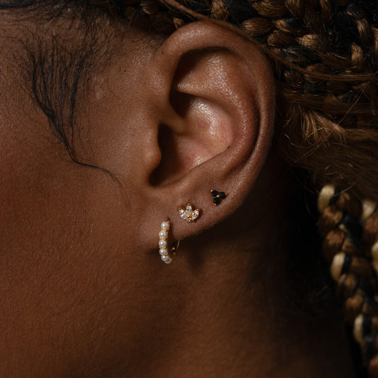 Natural Pearl Embellished Hoop Earrings