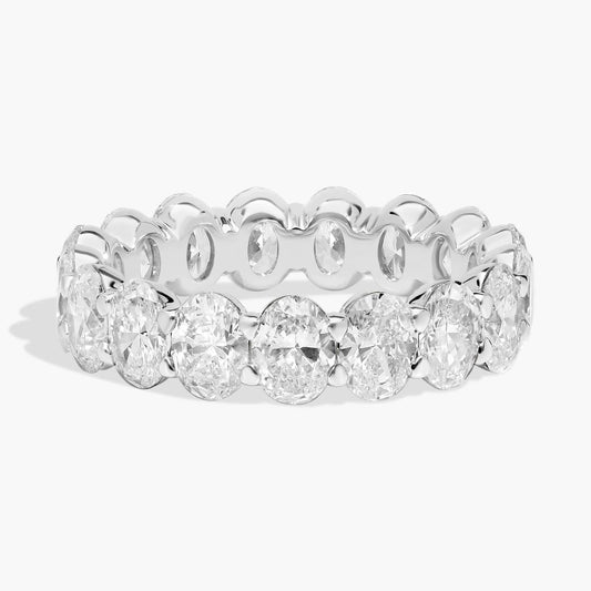 5.00 CTW Created Moissanite Oval Eternity Band Ring in 14k White Gold Overlay
