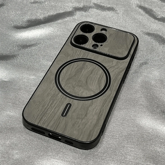 Luxury Wood Grain Magsafe Shockproof iPhone Case