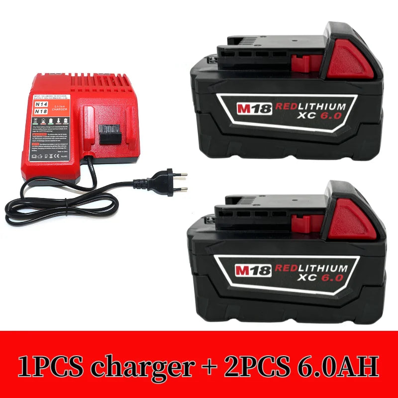 For Milwaukee M18 9000mAh 18V Li-ion Replacement Battery M18B12 For Milwaukee 18V Tool 9.0Ah Rechargeable Battery 6A Charger